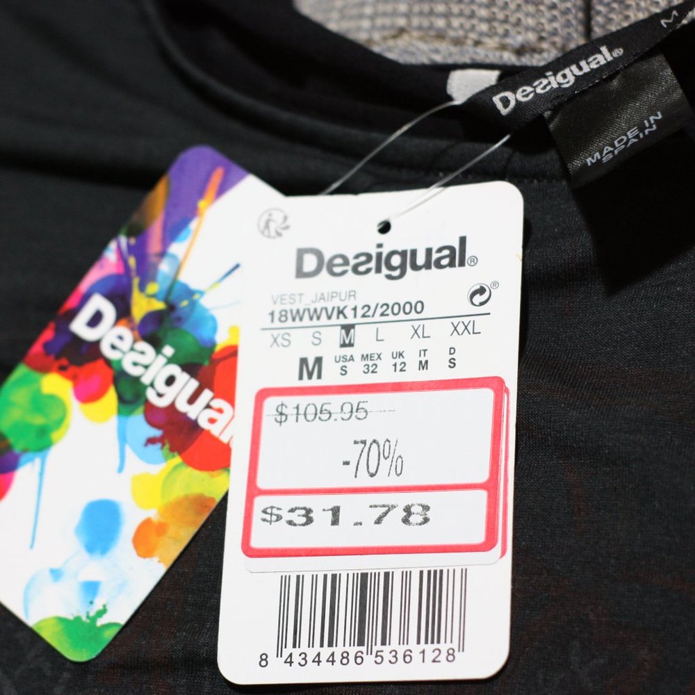 DESIGUAL Black Gray Red Dress - Picture 6 of 6